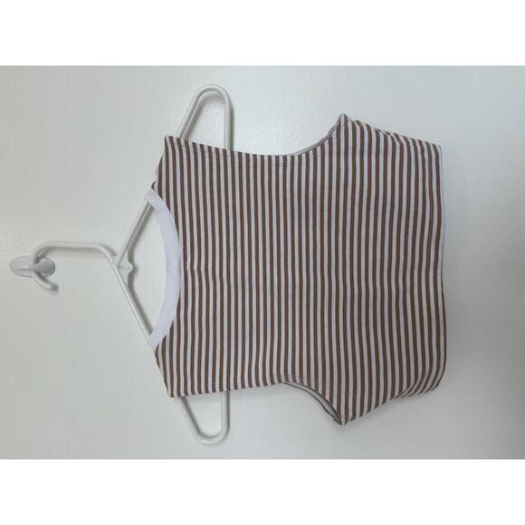 Abercrombie & Fitch Tan Brown and White Striped Crop Top Size Small - Picture 2 of 4